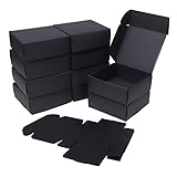 Boite Cadeau Noir (Lot de 50) - Boite Papier Kraft Noir (13 x 12 x 5 cm) - Coffret Cadeau, Boite Emballage - Boite Noire pour Cadeaux de Mariage, Chocolat, Cookies, Bonbons