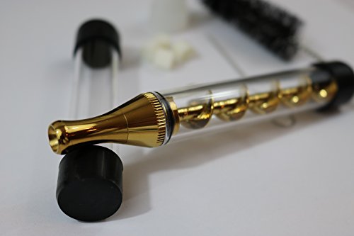 Skanka Twister Glas-Blunt 1,5 Gramm Kräuter Vaporizer Pipe Quarzröhren Gummikappen Reinigungsbürste und Aufbewahrungsbox in Gold mit Drip Tip und Silikon Fit für Bong - 2