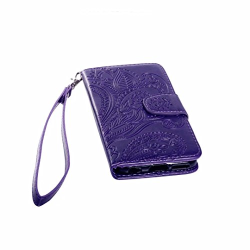 iPhone 6s Hülle iPhone 6 Hülle, MUTOUREN Handyhülle iPhone 6s / iPhone 6 (4.7 Zoll) Schutzhülle Book Style Wallet Case Cover Tasche mit Mischfarben Kartenfach Standfunktion Magnetlasche + Bleistift Touch, Pfau Blumen Lila - 5