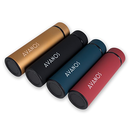Avanos Thermoskanne | Thermosflasche | Trinkflasche | 450 ml | Teesieb | Kaffee | Tee | Edelstahl | Sport | Büro | Gold - 5