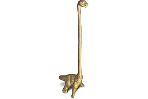 WallCharmers Hushållspappershållare, i metall, för toa- eller hushållspapper, för golv eller köksbänk, gyllene dinosaurie