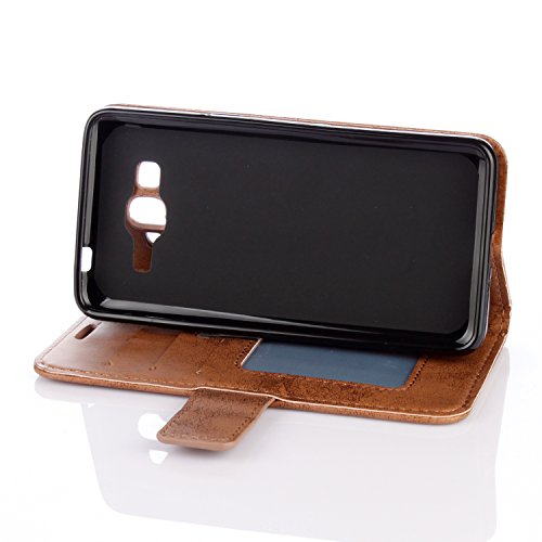 Für Samsung Galaxy Grand Prime Hülle Braun,Cozy Hut Datura Blumen Flip Case Wallet Cover mit Strap Tasche PU Leder Handytasche Lanyard Handyhülle Schutz Hüllen im Bookstyle Ledertasche mit Stand Funktion Kartenfächer Magnetverschluss Magnet Etui Schale Schutzhüllen für Samsung Galaxy Grand Prime SM-G530 G531F 5,0 Zoll – braun - 5