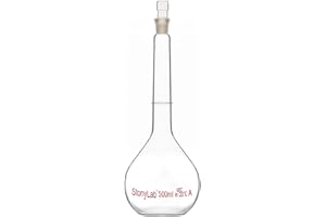 stonylab Glass Volumetric Flask Class A with Glass Stopper, Borosilicate Glass Heavy Wall Volumetric Flask Tolerance ±0.25ml, 500ml