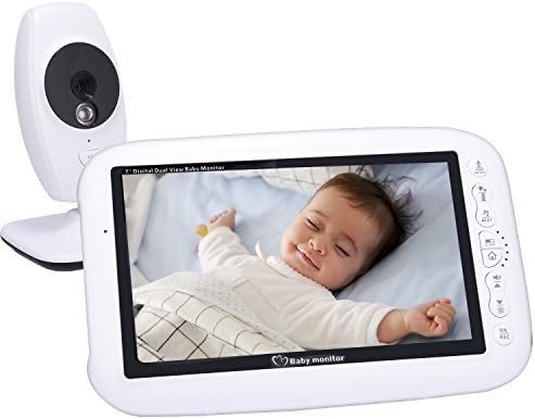 Wireless Video Newborn Baby Monitor Speakers System with 7.0" Large LCD Screen Night Vision Camera, Video Recording&amp; Two Way Audio System Including Baby Monitor Mount Corner Stand Shelf