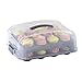 Xavax Kuchen-Transportbox für Kuchen oder 12 bis 24 Cupcakes, Muffins (Kuchenbox mit Deckel und 2 Etagen, Einsatz für Kastenkuchen, Transport-Tragegriff, Deckel, stapelbar) Kuchenbehälter anthrazit