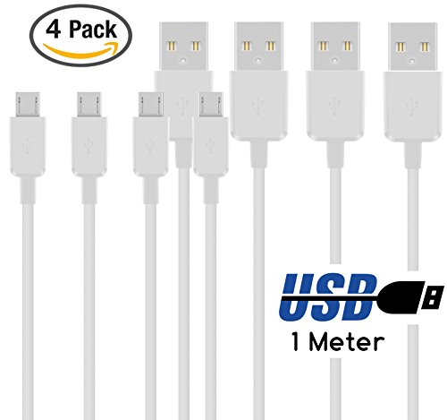 Original COVERLOUNGE - Micro USB Kabel [4-Pack] / Datenkabel / Ladekabel [2.1 A] für alle Samsung Smartphones mit Micro USB Anschluss | Farbe: weiß | Länge: 1 Meter / 1m