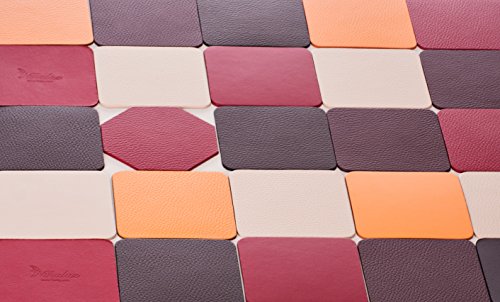Untersetzer, recyceltem Leder Set 4, Rot, Braun, Burgund, weiß, orange, 10 * 10 cm, Dunkle Burgunder