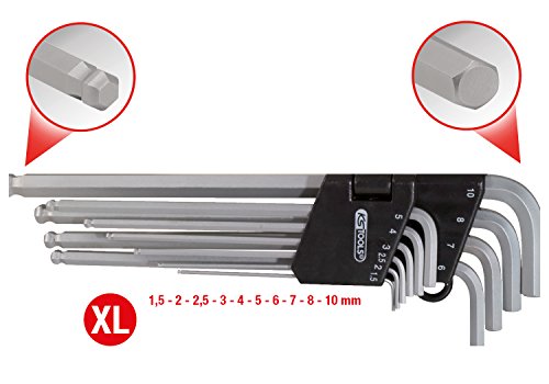 KS Tools 151.3200 Classic Kugelkopf-Innensechskant-Winkelstiftschlüssel-Satz im Klapphalter, 10-teilig, 1.5-10 mm - 2