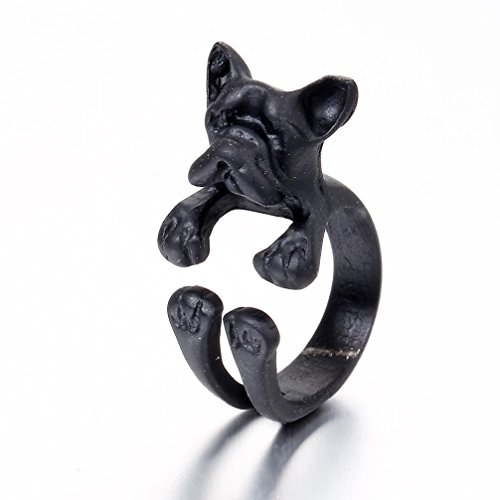 Preisvergleich Produktbild Dragon868 Jewelry 2018 Bulldogge Hund Tier Wrap Ringe Fingerring Verstellbarer Ring (Schwarz)