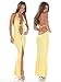 Produktbild Elegante Damen Gelb Neckholder Abend Cocktail Ball Kleid Party Dance Club Wear Größe UK 8–10 EU 36–38