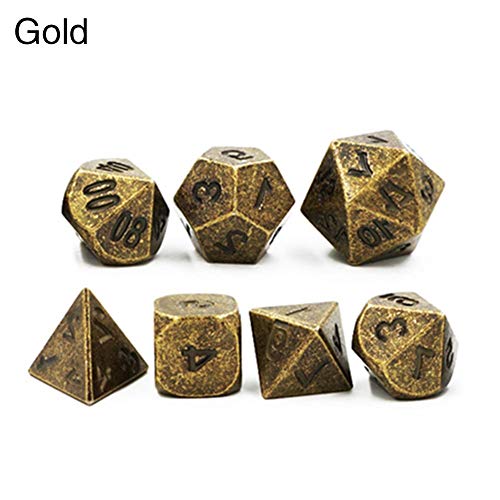 Preisvergleich Produktbild Würfel 7pcs / set Kreatives polyedrisches Metallfestes Zink Legierungs Spiel Würfel D&D Mehrfachseiten unterschiedliche Farbe Würfel für Spiel, Dungeons und Drachen, RPG, Mathe-Unterricht