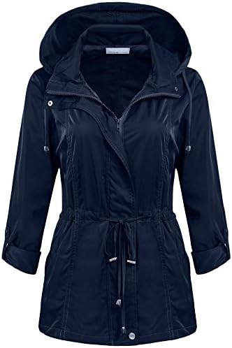 Caeasar Women Hooded Jacket Functional Adjustable drawstring -Lightweight Outdoor long sleeved Slim Winter Fall Raincoats