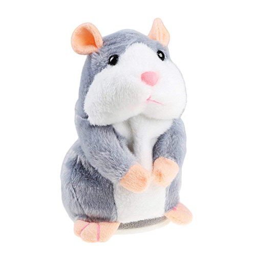 Zi Xi & Zi Qi Parler Hamster Plush Toy, répétez ce Que Vous Dites drôles Enfants Peluches (Gris Hamster)