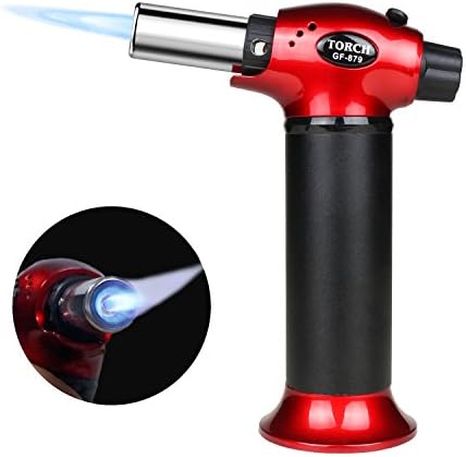 Semlos Cooks Blow Torch Lighter Creme Brulee Torch Refillable Gas Butane Culinary Torch Adjustable Flame Lighter with Safety Lock for Pastries Desserts Brazing Soldering Welding Melting Heating Peeling