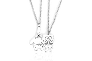 GAUEIOUR Lot de 2 colliers de style manga Good Friend - Polyvalents - Pour homme et femme - Rouge, Argent sterling