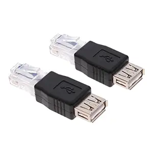 Street27 2Pcs USB Type A Female to RJ45 Male Ethernet LAN Network Socket Plug Adapter