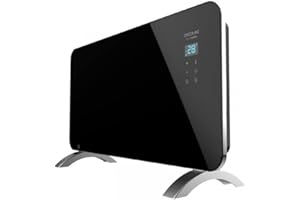 Cecotec Radiatore elettrico a basso consumo Ready Warm 6720 Crystal Connection. Wifi, 1500 W, termostato regolabile, timer, supporto da pavimento, protezione contro il surriscaldamento, nero