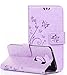 Produktbild ISENPENK Lederhülle für LG V10(2015)/H960A Hülle,Leder PU Smart Leder Flip Hülle 3-in-1 Case Muster Blume Flower Magnet-Tasten Bookstyle Cover Front Back Protective Schale Standfunktion Ständer Schutzhülle Tasche Wallet Case Leder Tasche[Lila]
