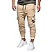 Produktbild Ba Zha Hei Mode Männer Persönlichkeit Freizeit Einfarbig Bewegung Hose Mode Herren Sport Jogging Fitness Hose beiläufige lose Jogginghose Kordelzug Slim Fit Freizeithose (M, Khaki)