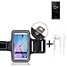 Produktbild K-S-Trade TOP Set für Sony Xperia XA1 Plus Neopren Jogging Armband Sportarmband Oberarmband für Sony Xperia XA1 Plus schwarz mit Reflektor Streifen + Ohrstöpsel. Fitness Lauf Armband