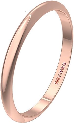 New 9ct Rose Gold Solid 2mm Medium D Shaped UK Hallmarked Wedding Rings Band - Ring Size - P