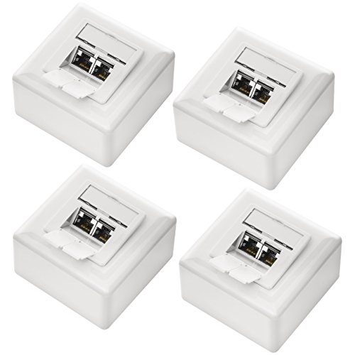 deleyCON 4X Cat 6a Universel Prise Réseau comme Un Ensemble - 2X Port RJ45 - Blindé - Surface ou A deleyCON 4X Cat 6a Universel Prise Réseau comme Un Ensemble - 2X Port RJ45 - Blindé - Surface ou A