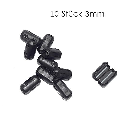 YAMAY 10 Stück 3mm Innendurchmesser Ferritkern RFI EMI Ferritkernfilter Ferritkern Ring Kabelklemme