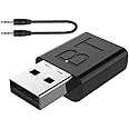 Dysense v5.0 Car Bluetooth Device, Audio Receiver, 3.5mm Connector, Bluetooth Adapter Transmitter Receiver USB 5.0 4-in-1, Wireless Audio Adapter for Headphones/Speakers/Car, Black