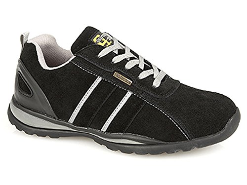 Ladies Womens Grafters Black Grey Leather Suede Safety Toe Cap Trainer Shoes (6)