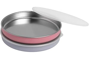 Elk and Friends Kids Stainless Steel Plates with Silicone Sleeves + Lid| Suitable for Babies/Toddlers | Dishwasher Safe | Non Slip Dinnerware | Snack Dishes | 2 Pack