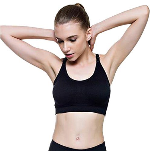 Encounter Grau Handsome Komfort Damen Starker Halt Gepolsterter Push up Ohne Buegel Sport BH Bustier Stretch Sports Bra Top Fuer Yoga Fitness-Training