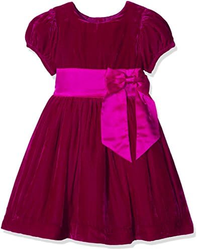 Rachel Riley Girl's Velvet Maxi Bow Dress, Pink (Bright Pink), 6 Years