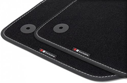 teileplus24 EF102 Exclusive Line design floor mats with decorative Stitching an Logo (only for left hand drive)