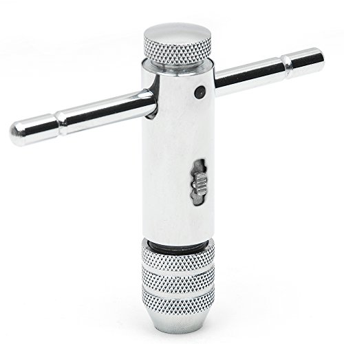 Fortag 5tlg Gewindebohrer Set HSS Rechte Hand Handgewindebohrer Satz Schälanschnitt Titan-beschichtet M3-M8+Werkzeughalter mit Knarre mit verschiebbarem Griff - 3