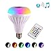 Produktbild HUAQIMEI E27 Smart RGB RGBW Drahtlose Bluetooth-Lautsprecher Birnenmusik, die Dimmbare LED-Birnenlichtlampe mit 24 Tasten Fernbedienung spielt