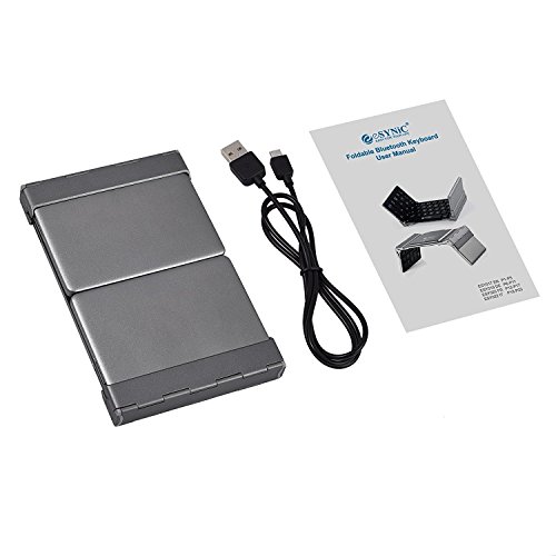 Faltbare Bluetooth Drahtlose Tastatur mit QWERTZ Tastaturlayout für Apple IOS iPad Air iPad Mini iPad 4 Mac Linux Windows Microsoft Surface Pro3 Android Samsung Galaxy Tablet PC Smart Phone – Schwarz und Silber - 8