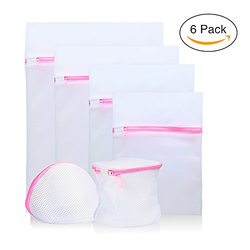 Preisvergleich Produktbild Wäschenetz-Set,KWOKWEI 6 Stück Wäschesack mit Reißverschluss Wäschetasche Set Wiederverwendbar Bra Mesh Wäschenetz für Socken, BH, Dessous, Gardinen