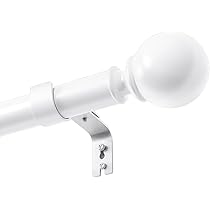 SIMEWIN Asta Per Tende Regolabile Bianca 2,5 Cm - Da 122 A 213 Cm Con Terminali A Diamante