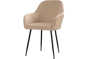 ABZDUNG Fundas for sillas escandinavas, Juego de Fundas de Terciopelo for sillas de Comedor (6/4/2/1), Fundas elásticas for sillas de Comedor con reposabrazos y Respaldo.(Camel,4 pcs)