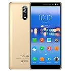 4G Telefoni Cellulari in Offerta, v mobile N8 fashion Smartphone economico Dual SIM, 5.5HD Quad-Core-16GB ROM, Android 7.0, 5.0MP+8.0MP, 2800mAh,cellulari offerte-Oro