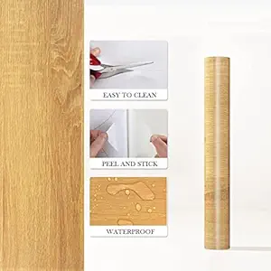 BLINE Oil Proof Waterproof Kitchen Top and Furniture Wallpaper Wood Door, DIY Vinyl, Almirah, Shelf Liner, Revamp Desk Table Top, Wardrobe, Kitchen Cupboard Decoration Self Adhesive (45*200CM)
