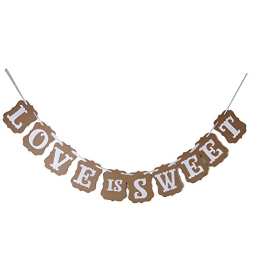 YCNK Vintage-Flags hessischen Bunting Burlap Banner mit Jute Cording für Party-Hauptdekoration 13 Flags 2,8 Meter (Love is sweet)