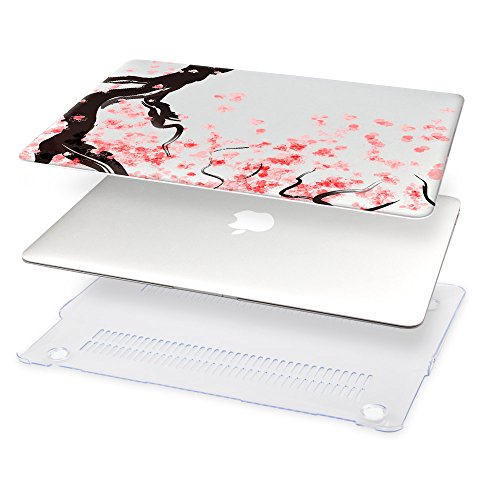 TwoL Kirschbl  ten Plastik Hartschale H  lle f  r MacBook Air 13 Zoll Case Cover  Transparent
