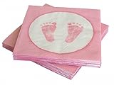 servilletas bautizo Tamaño: 33 x 33 cm 20 Servilletas Niños Pegatinas Huellas Rosa Bautizo Nacimiento Niña Babyparty