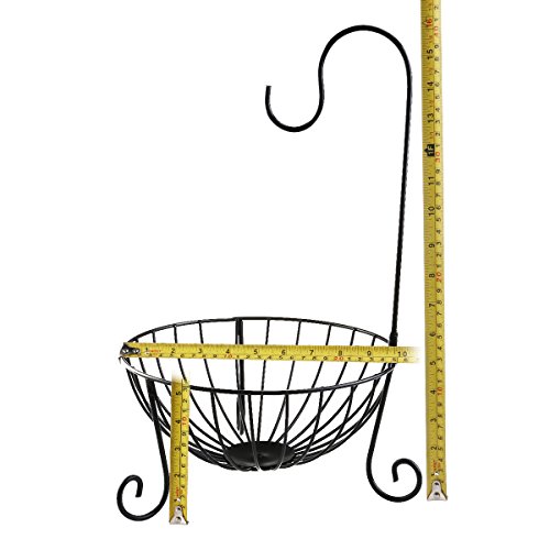 OUNONA Obstkorb mit Bananenhaken aus Metall Maße: 41 x 25 x 13cm (schwarz) - 4