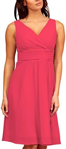 Fashion House V Neck Chiffon Cocktail Party Evening Dress Hot Pink Size 22