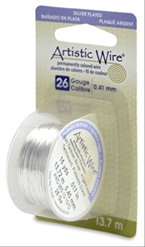 Artistic Wire, Alambre para Artesanía, Plateado, 13,7 m, calibre 26
