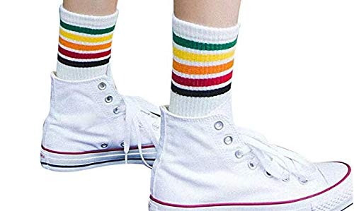 AMIIBO Chaussettes à Rayures Arc-en-Ciel Blanches