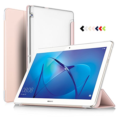 IVSO hochwertiges PU Leder Etui hülle Tasche Case - mit Standfunktion, super 360° Anti-Wrestling, ist für Huawei MediaPad T3 10.0 Tablet-PC perfekt geeignet (Rose Gold)
