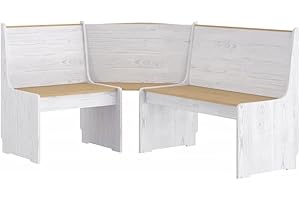 vidaXL Panca Angolare 151 cm in Legno Massello di Pino Miele e Bianco
